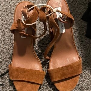 Caslon Tan Sandals with Suede Straps and Block Heel